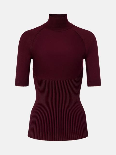 Alaïa Ribbed-knit wool-blend top