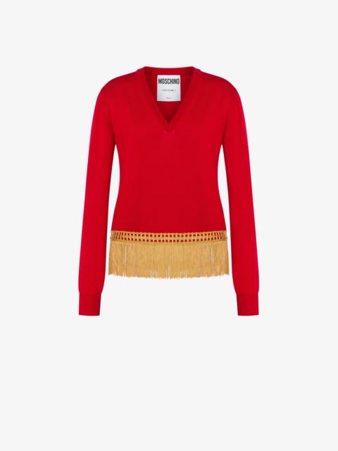 Moschino WOOL PULLOVER WITH FRINGING