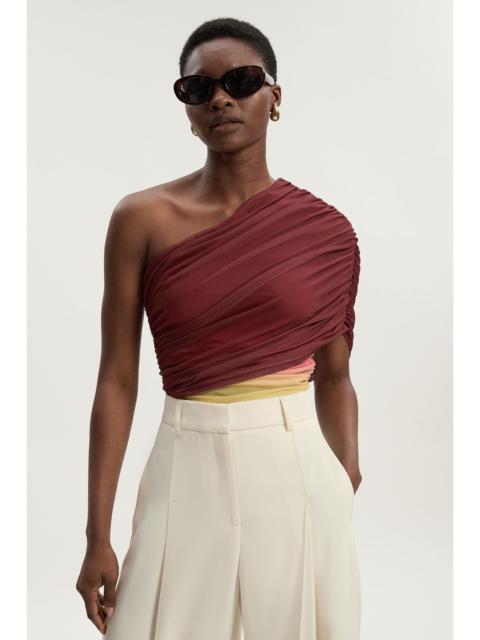KAREN MILLEN Ombre One Shoulder Mesh Jersey Bodysuit