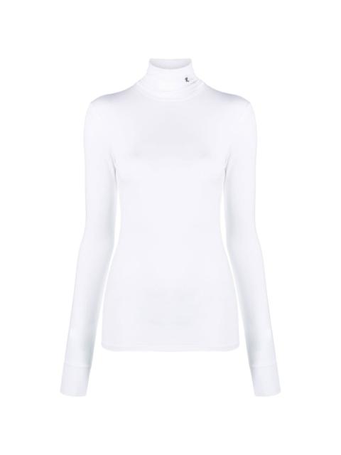 logo-embroidered roll-neck top