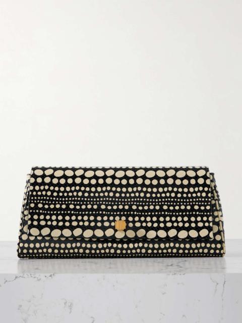 KHAITE Audrey polka-dot snake-effect leather clutch Black
