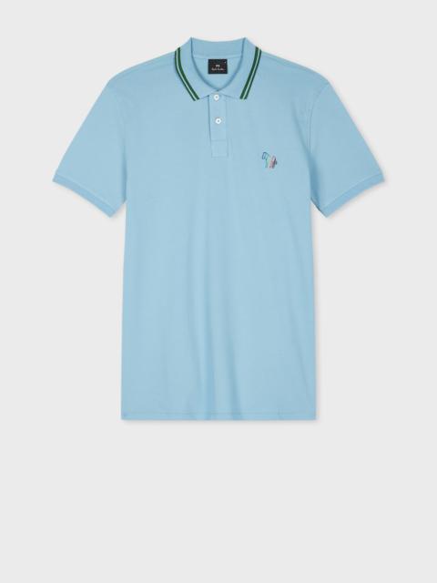 Paul Smith Sky Blue Stretch-Cotton 'Broad Stripe Zebra' Polo Shirt