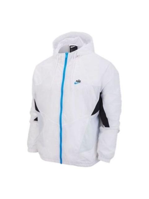 Nike Men's Nike Colorblock Logo Printing Hooded Zipper Jacket White DB5172-100