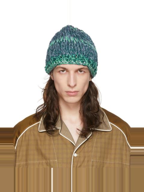 NICHOLAS DALEY Blue & Green Hand-Knit Beanie