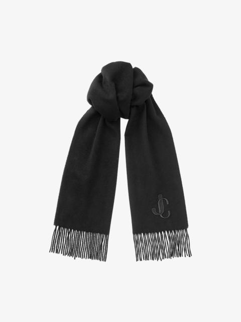 JIMMY CHOO Charles
Black Recycled Cashmere Scarf with JC embroidery