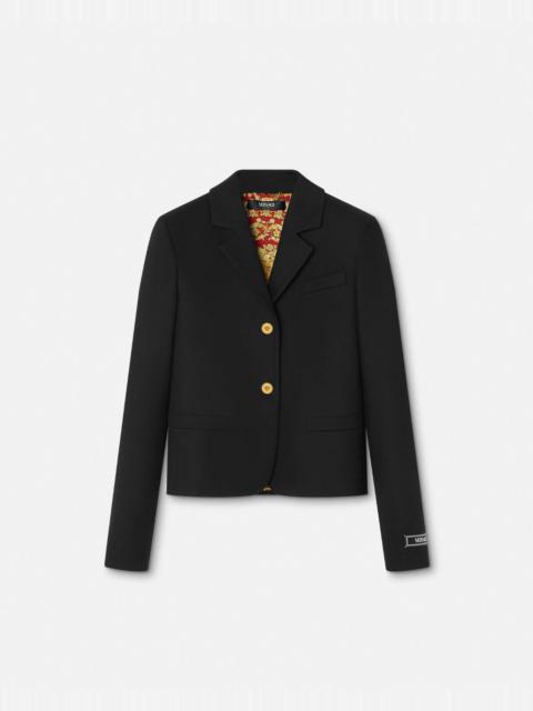 VERSACE Gabardine Crop Boxy Blazer