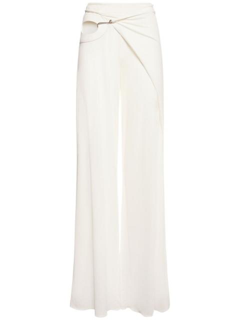 Jersey mid rise wrap wide pants