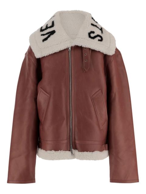VETEMENTS shearling-collar leather jacket