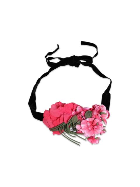Dolce & Gabbana floral-appliqué velvet belt
