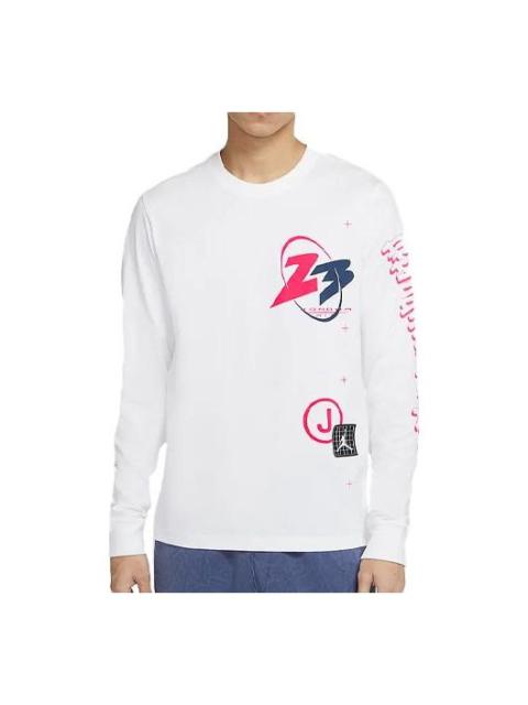 Jordan Air Jordan 23 Air Printing Casual Sports Round Neck Long Sleeves White CT3662-100