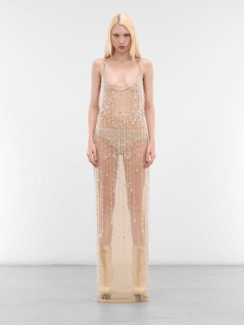 DSQUARED2 Beige Rhinestone Beaded Long Dress