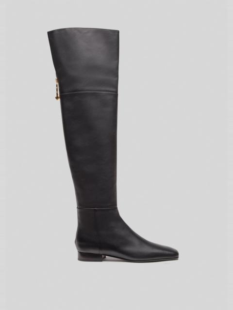 VERSACE Safety Pin Flat Leather Boots