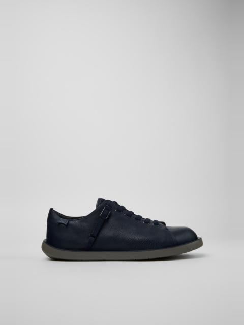 CAMPER Wagon Blue Leather and Textile Shoes for Men.