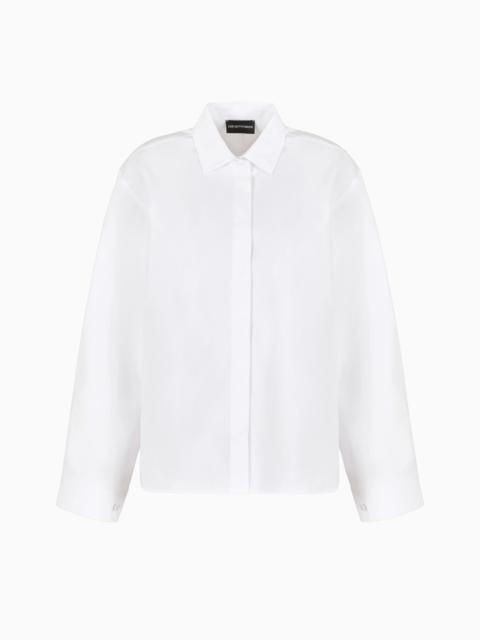 EMPORIO ARMANI Oversized shirt in sanded cotton with kimono sleeves