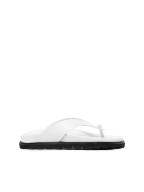 two-tone leather flip flops