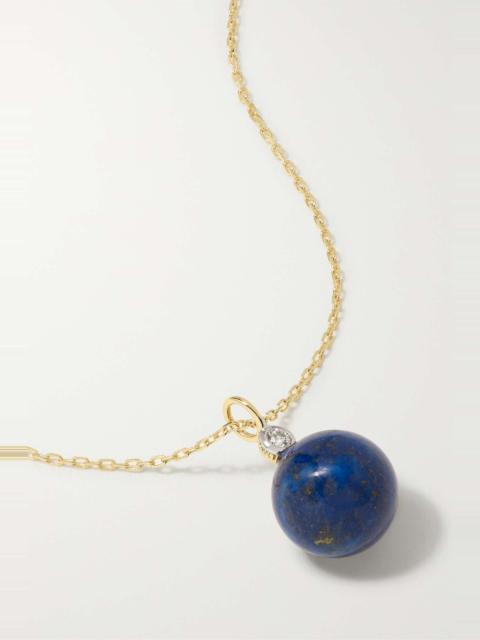 MATEO 14-karat gold, lapis lazuli and diamond necklace