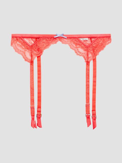 Fleur du Mal Women's Bianca Lace Garter Belt - Neon Coral
