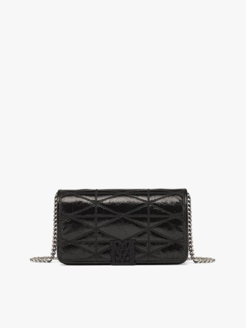 MCM Travia Quilted Chain Wallet in Crushed Leather