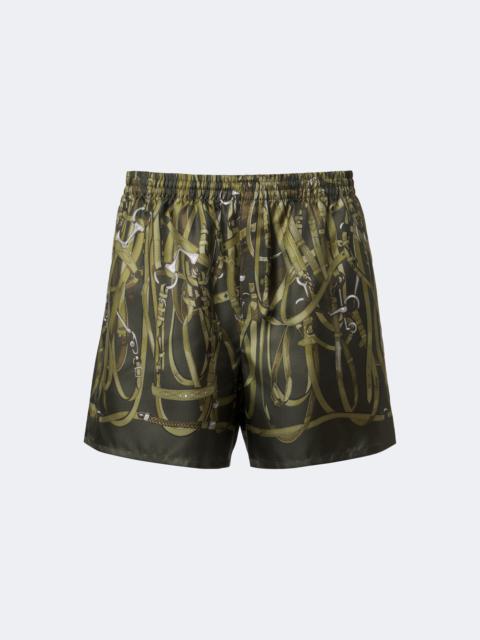GUCCI Printed silk twill shorts