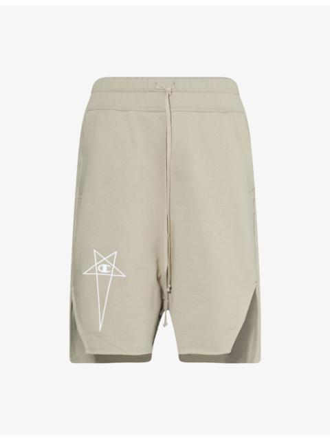 Rick Owens Rick Owens X Champion Beveled Logo-Embroidery Cotton-Jersey Shorts