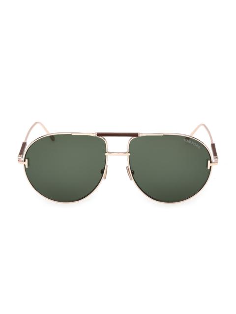 TOM FORD Men's Lou 62MM Aviator Sunglasses - Rose Gold Green