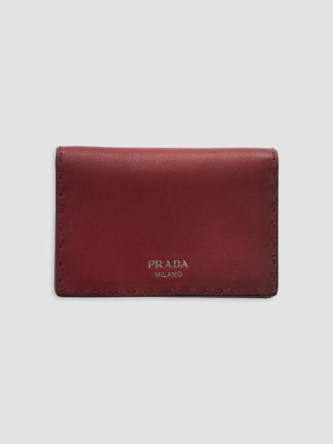 Prada Men's Antiqued Leather Card Holder - Red