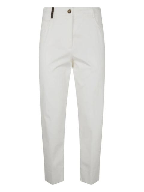 PESERICO Light Cotton Satin Stretch Trousers