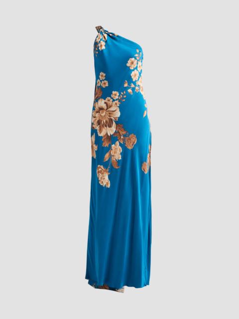 HEMANT & NANDITA Women's Floral One-Shoulder Maxi Dress - Teal