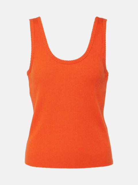 Ribbed-knit cotton-blend tank top
