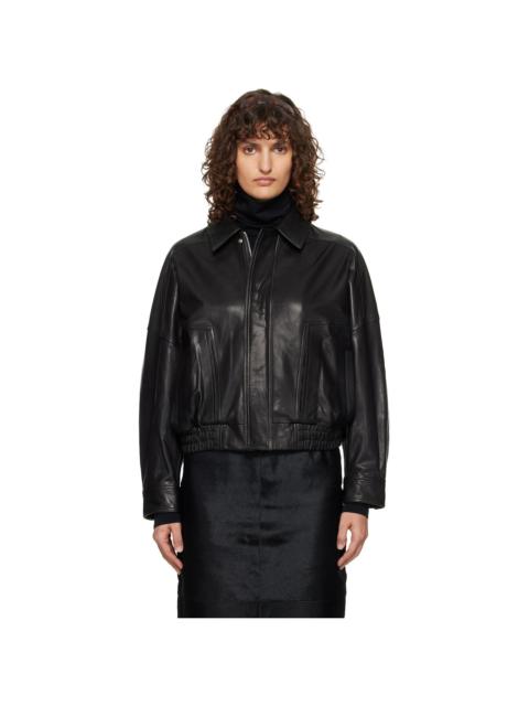 NOUR HAMMOUR Black Dalma Relaxed Leather Jacket