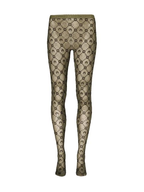 Marine Serre Moonogram-Flocked Mesh Tights