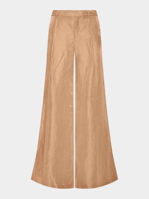 L'AGENCE Allanah Crinkled Linen Wide-Leg Pants