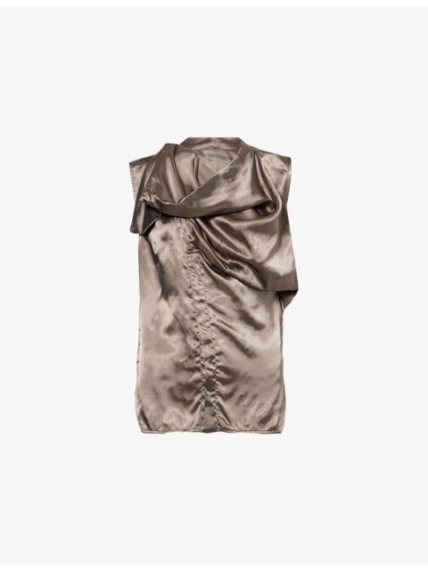 Rick Owens Island Draped Sleeveless Satin Shirt