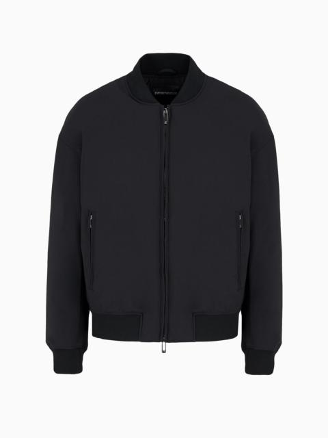 Zipped bomber jacket in technical stretch nylon