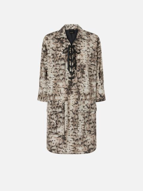 PINKO MINI DRESS WITH SNAKE PRINT AND NECKLINE RIBBONS
