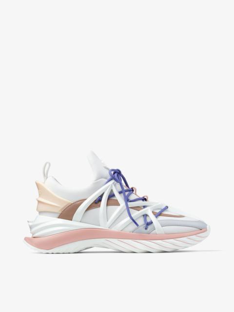JIMMY CHOO Cosmos/F
White and Ballet Pink Leather and Neoprene Low-Top Trainers