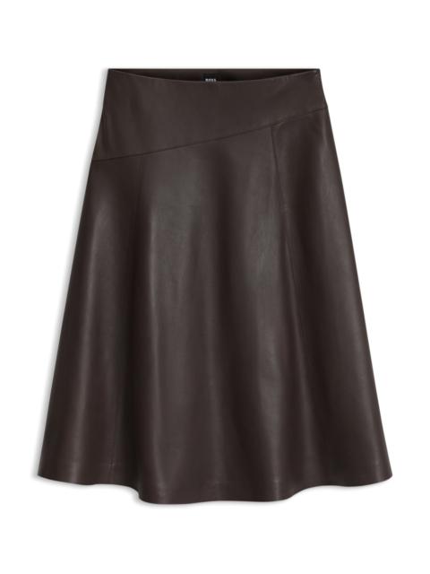 BOSS A-LINE NAPPA LEATHER SKIRT WITH DIAGONAL CUT