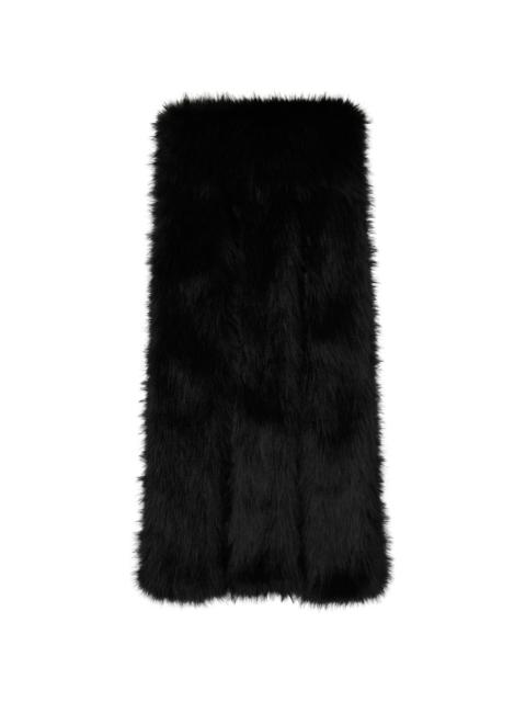 Simone Rocha Black Triple Slit Faux Fur Scarf