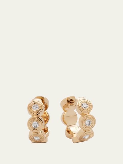 SYDNEY EVAN 14k Yellow Gold Fluted Huggie Earrings With Diamonds