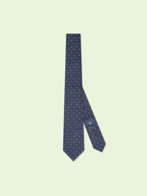 Double G and polka dot silk jacquard tie