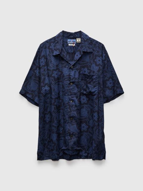 Blue Blue Japan "Tessenka" Bassen Aloha Shirt in Dark Navy