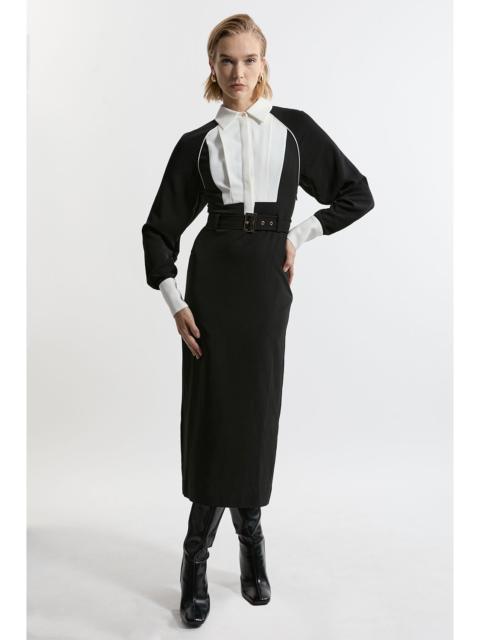 KAREN MILLEN Twill Collared Woven Maxi Dress