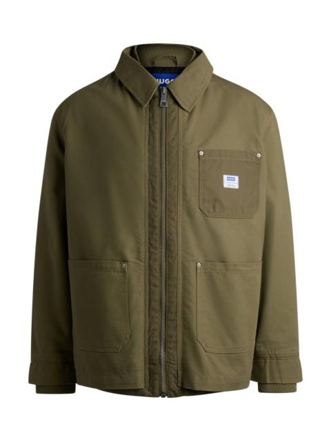 HUGO RELAXED-FIT PADDED JACKET IN COTTON WITH RIBBED TRIMS