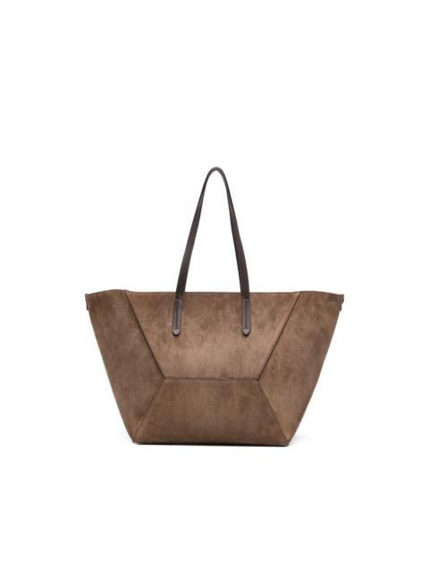 Brunello Cucinelli suede-finish panelled tote bag