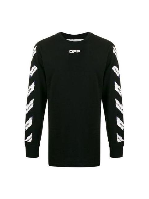 Off-White Off-White Airport Tape Printing Stripe Round Neck Black OMAB001S201850031088