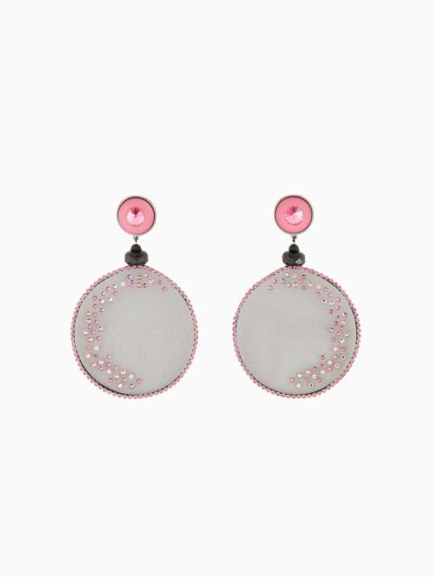 GIORGIO ARMANI Resin clip-on earrings with embroidered tulle pendants