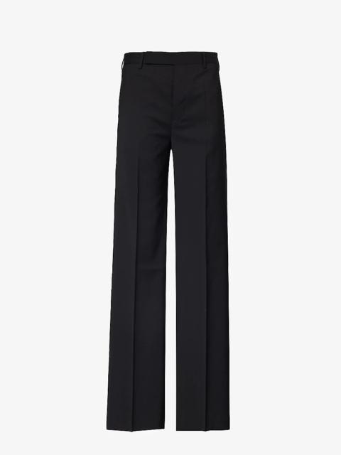 Straight-leg mid-rise wool trousers
