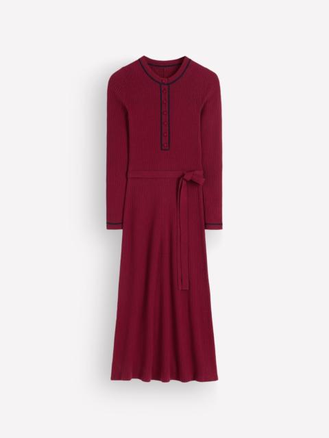 BODEN Paula Ribbed Crew Dress-Deep Wisteria, Navy