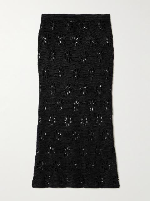 CALLE DEL MAR Floral Crocheted Midi Skirt