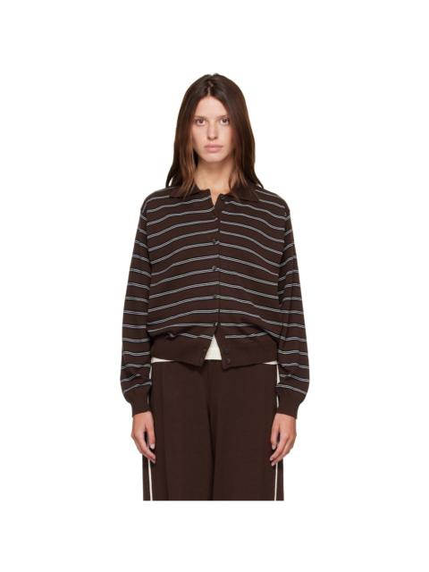 CORDERA Brown Organic Cotton Striped Polo Cardigan